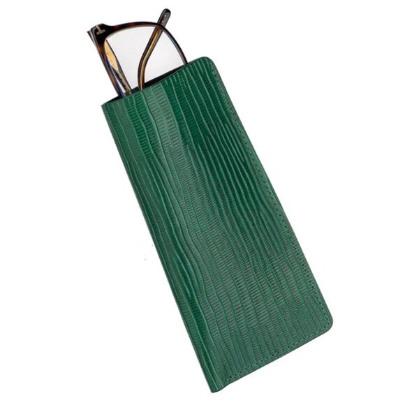 Real Calfskin Eyewear Cover – Lizard Style - Green Color - Picture 1 of 3